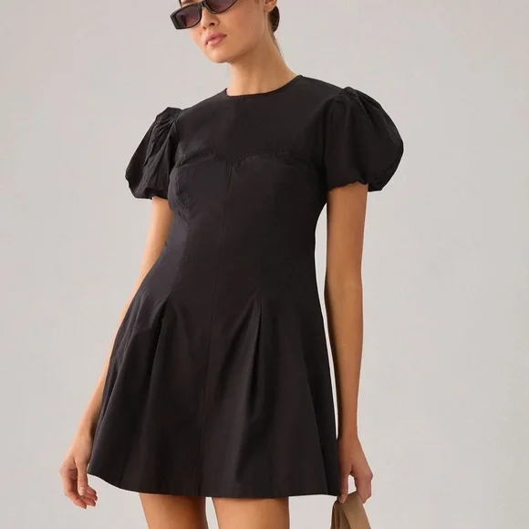 Maeve | Dresses | Anthropologie Maeve Puffsleeve Pleated Dress In Black |  Poshmark